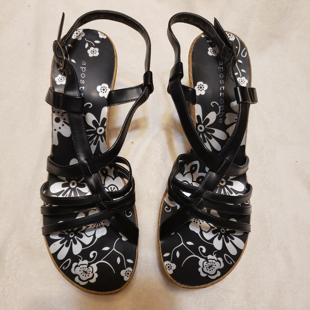 Apostrophe Faux Leather Strappy Wedge